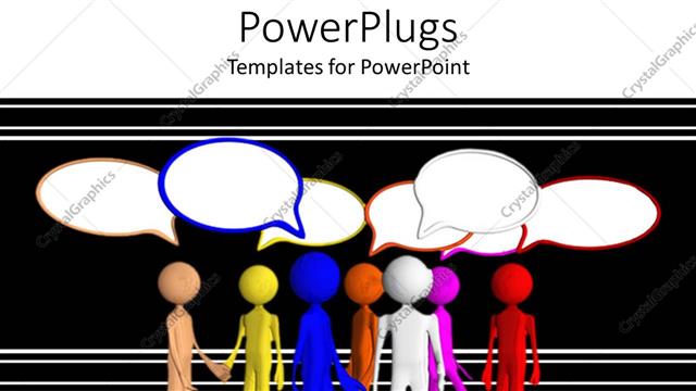  Presentation with chat - Multi colored human figures having a discussion on a black background