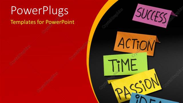  Presentation with components - Multi colored notes with texts spelling out different words