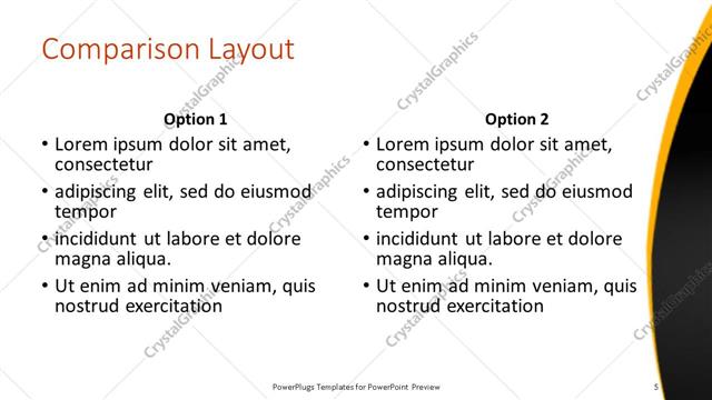 Comparison presentation slide layout