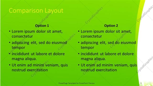 Comparison presentation slide layout
