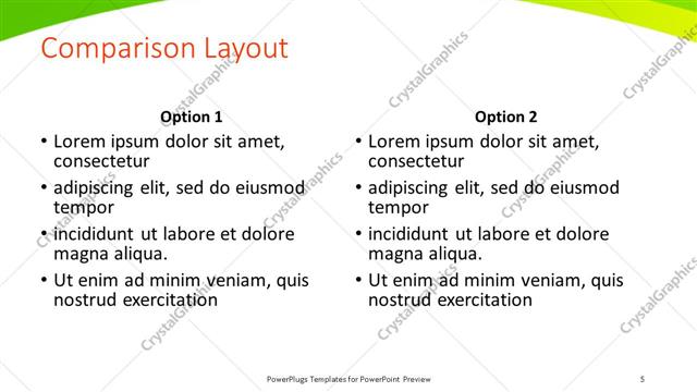 Comparison presentation slide layout