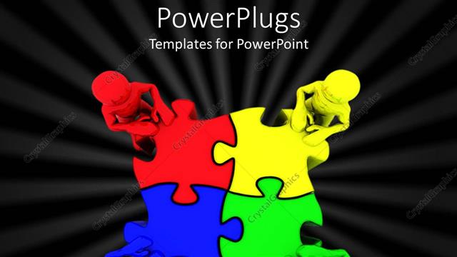  Presentation with puzzle pieces - Multi colored puzzle pieces on a black colored background