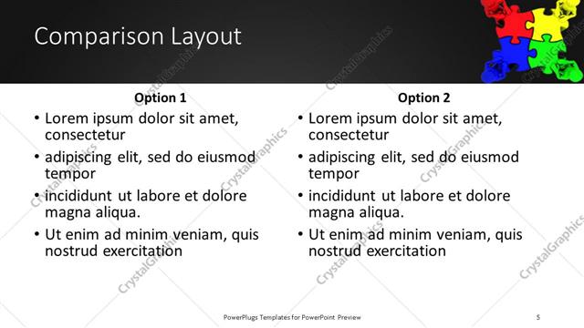 Comparison presentation slide layout