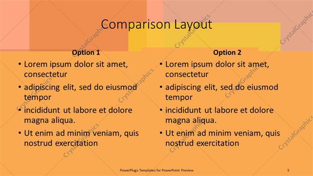 Comparison presentation slide layout