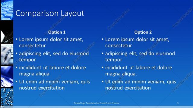 Comparison presentation slide layout