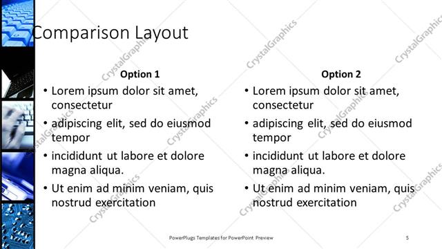 Comparison presentation slide layout