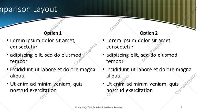 Comparison presentation slide layout