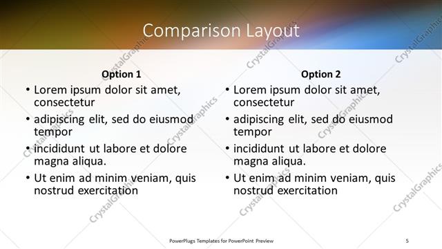 Comparison presentation slide layout