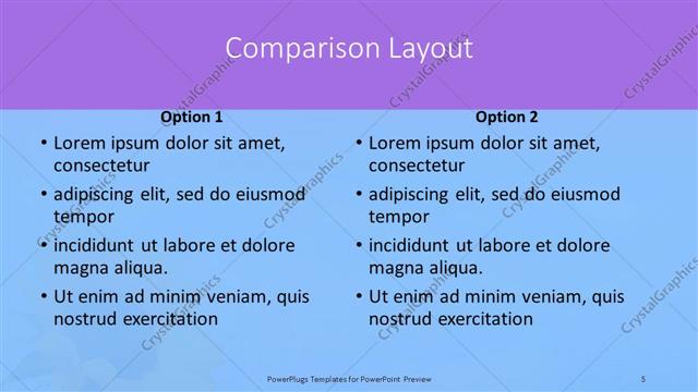 Comparison presentation slide layout