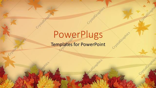  Presentation with orange - Multicolored autumn leaves with orange yellow red green fall colors on a natural background