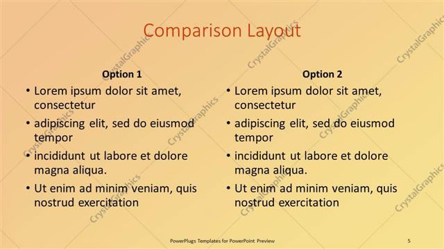 Comparison presentation slide layout