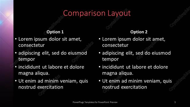 Comparison presentation slide layout