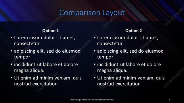 Comparison presentation slide layout