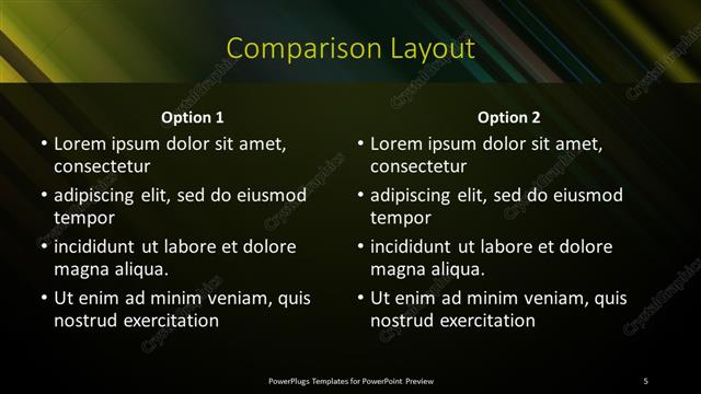 Comparison presentation slide layout