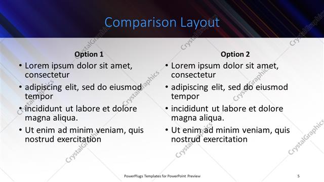 Comparison presentation slide layout