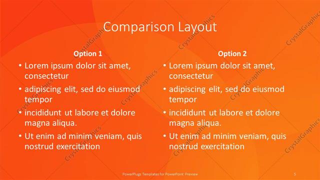 Comparison presentation slide layout
