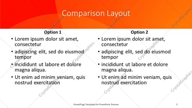 Comparison presentation slide layout