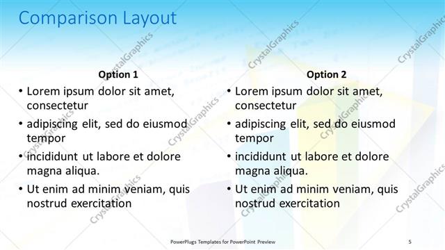 Comparison presentation slide layout