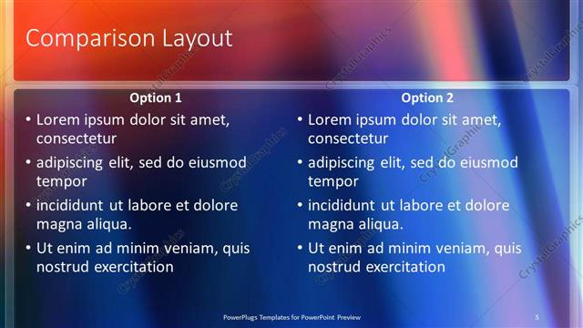 Comparison presentation slide layout