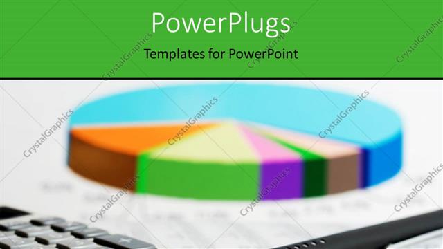  Presentation with pen - Multicolored blurry pie chart with a pen and keypad