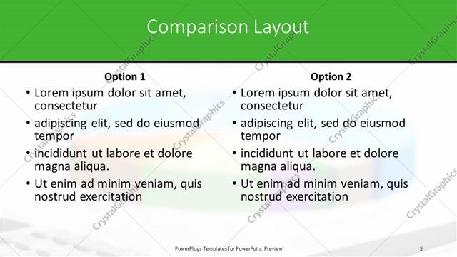 Comparison presentation slide layout