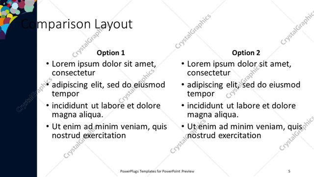 Comparison presentation slide layout