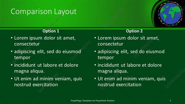 Comparison presentation slide layout