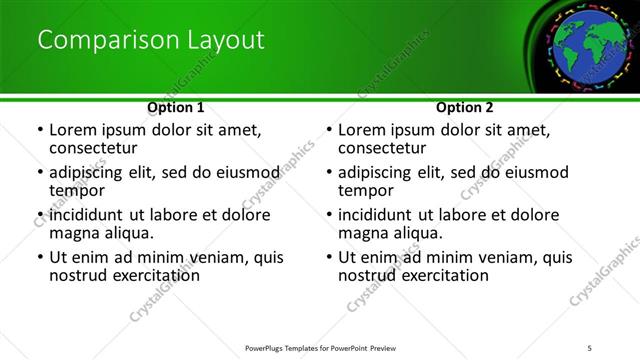 Comparison presentation slide layout