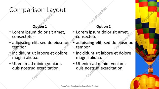 Comparison presentation slide layout
