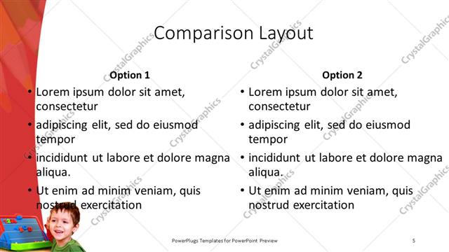 Comparison presentation slide layout