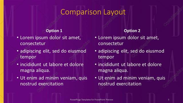 Comparison presentation slide layout