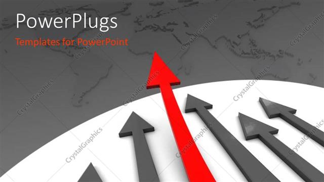  Presentation with direction - Multiple 3D arrows moving in one direction with distinct red arrow leading