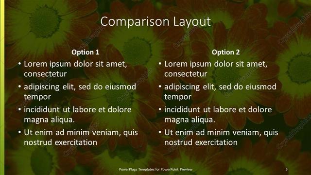 Comparison presentation slide layout