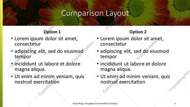 Comparison presentation slide layout