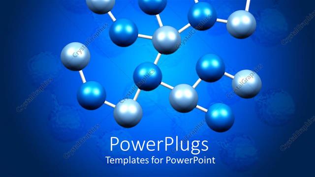  Presentation with molecules - Multiple blue and gray linked molecules in blue background
