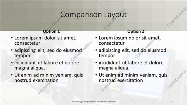 Comparison presentation slide layout