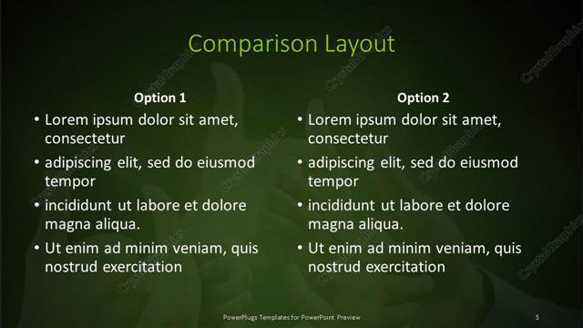 Comparison presentation slide layout