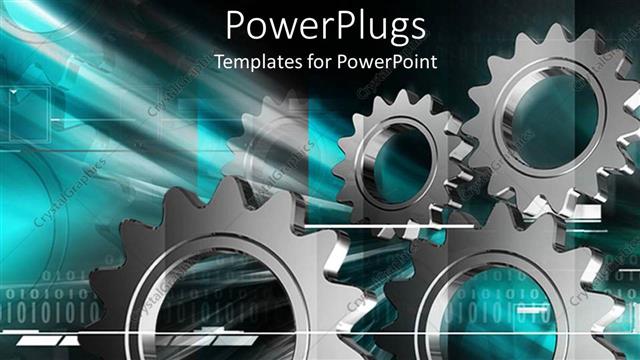 Presentation with related - Multiple metallic gray gear displayed on industrial related background