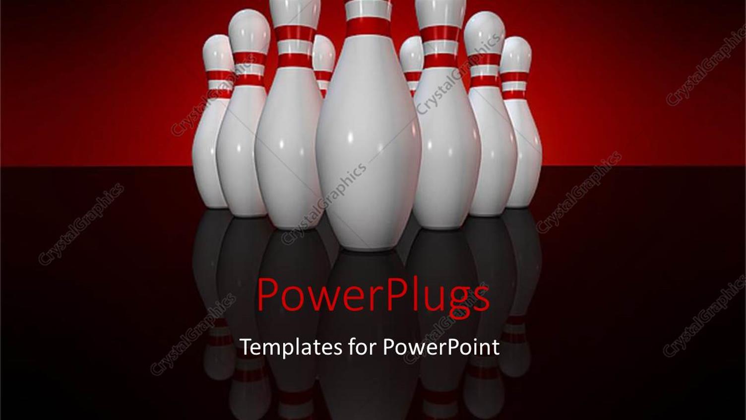 Featuring Multiple White Bowling Pins with Red Lines on Red Surface