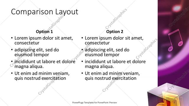 Comparison presentation slide layout