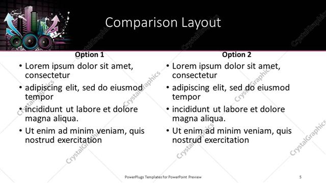 Comparison presentation slide layout