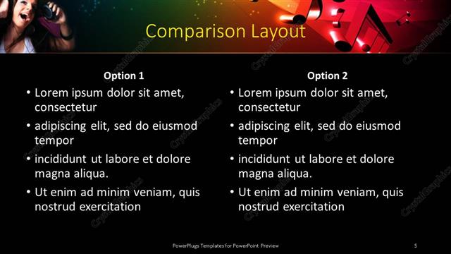 Comparison presentation slide layout