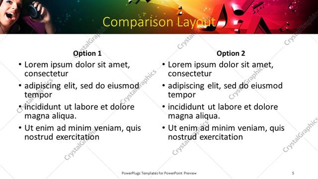 Comparison presentation slide layout