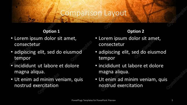 Comparison presentation slide layout