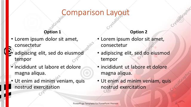 Comparison presentation slide layout