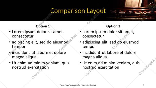 Comparison presentation slide layout