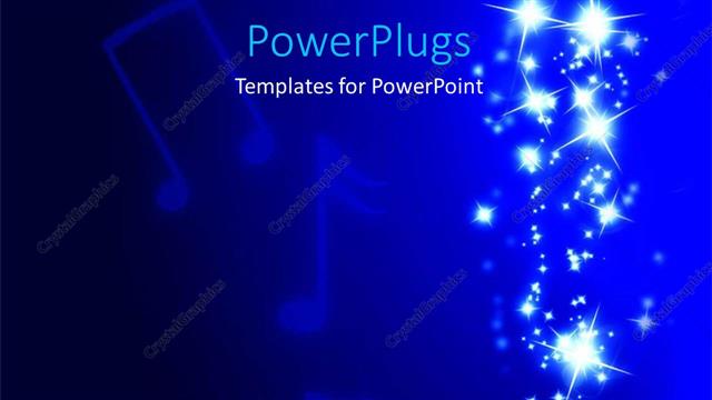  Presentation with blue design - Music symbols in blue background with bright shinny lights