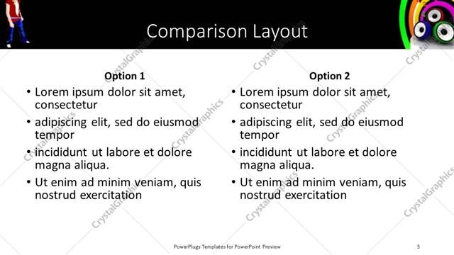 Comparison presentation slide layout