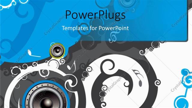  Presentation with abstract music - Music theme with abstract representation of music and music notes on gray, white and blue background