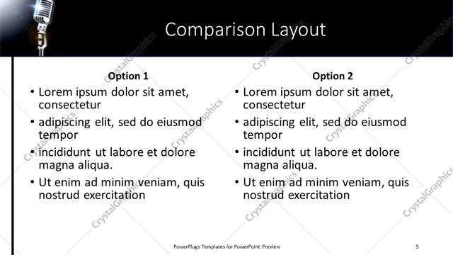 Comparison presentation slide layout